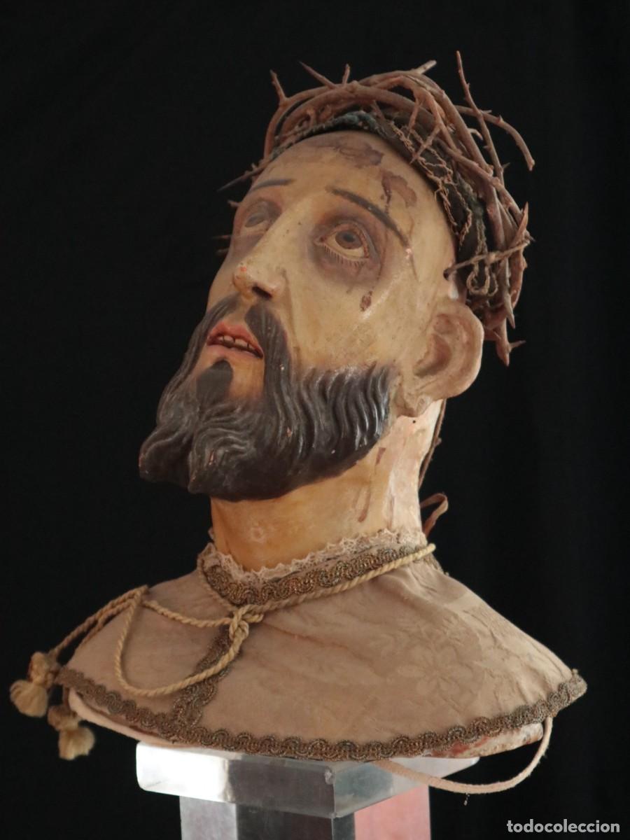 Arte: Busto de Jesucristo. Escultura de terracota. 25 cm. Escuela Andaluza. Siglo XVIII.