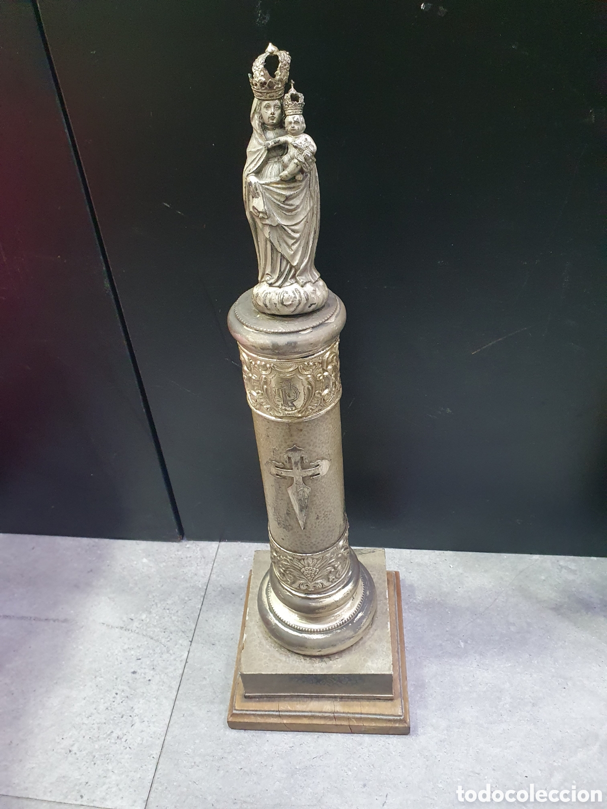Art: Virgen del Pilar de metal. Gran tama&ntilde;o. (L98)