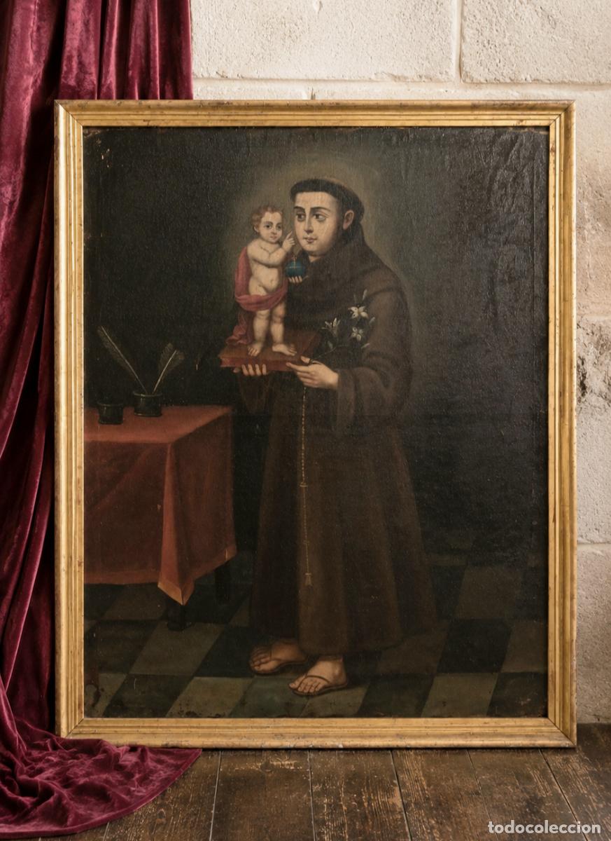 Arte: San Antonio de Padua, oleo sobre lienzo. Siglo XVII - XVIII, medidas 104 x 83 cm.