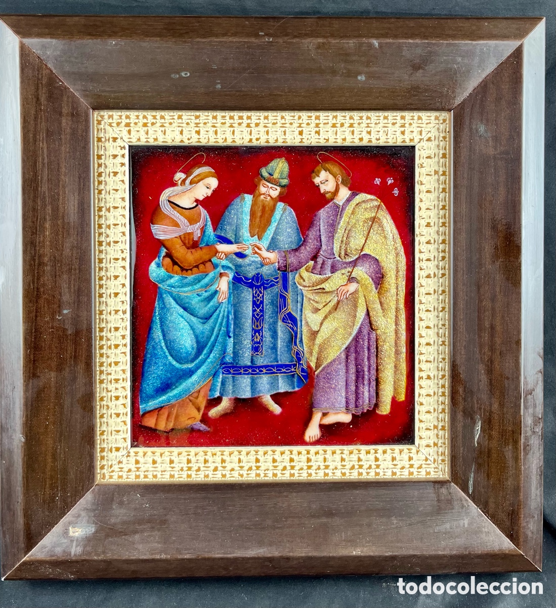 Arte: ESMALTE SOBRE COBRE- COMPROMISO DE LA VIRGEN MAR&Iacute;A Y SAN JOS&Eacute;-
