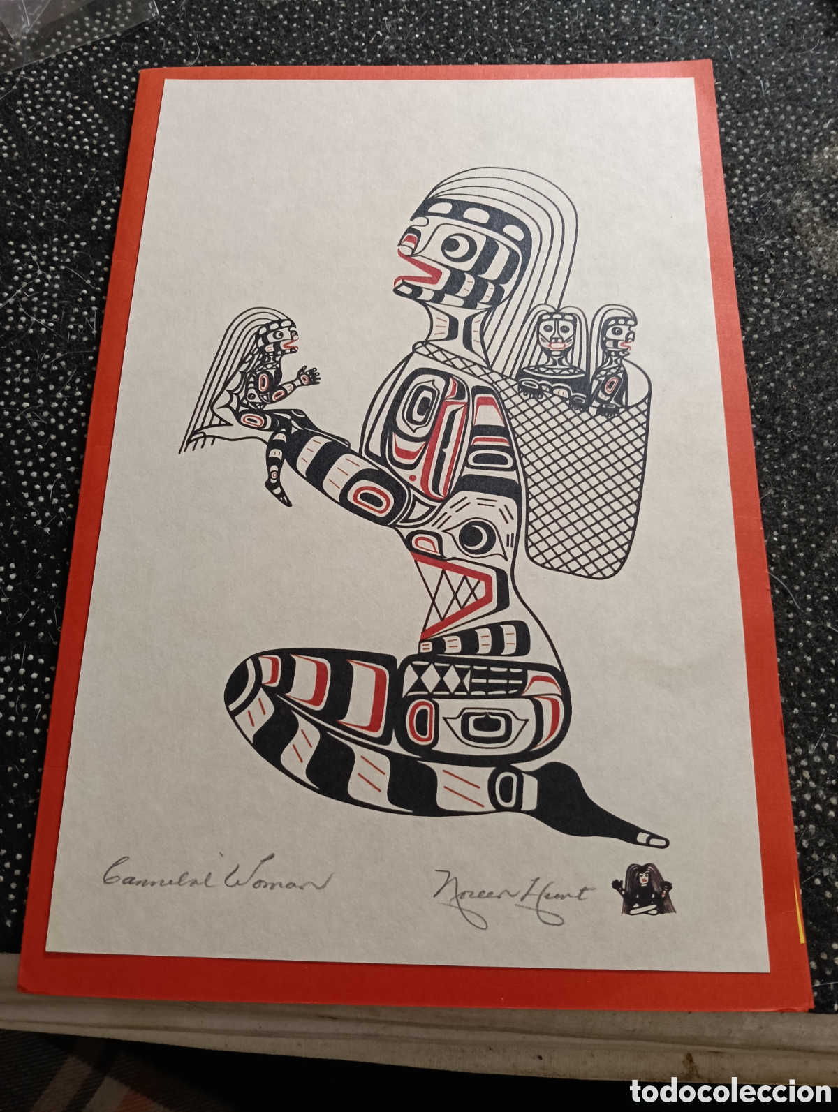Arte: Litograf&iacute;a firmada vintage de Noreen Hunt: Mujer can&iacute;bal, Kwa Gulth Art