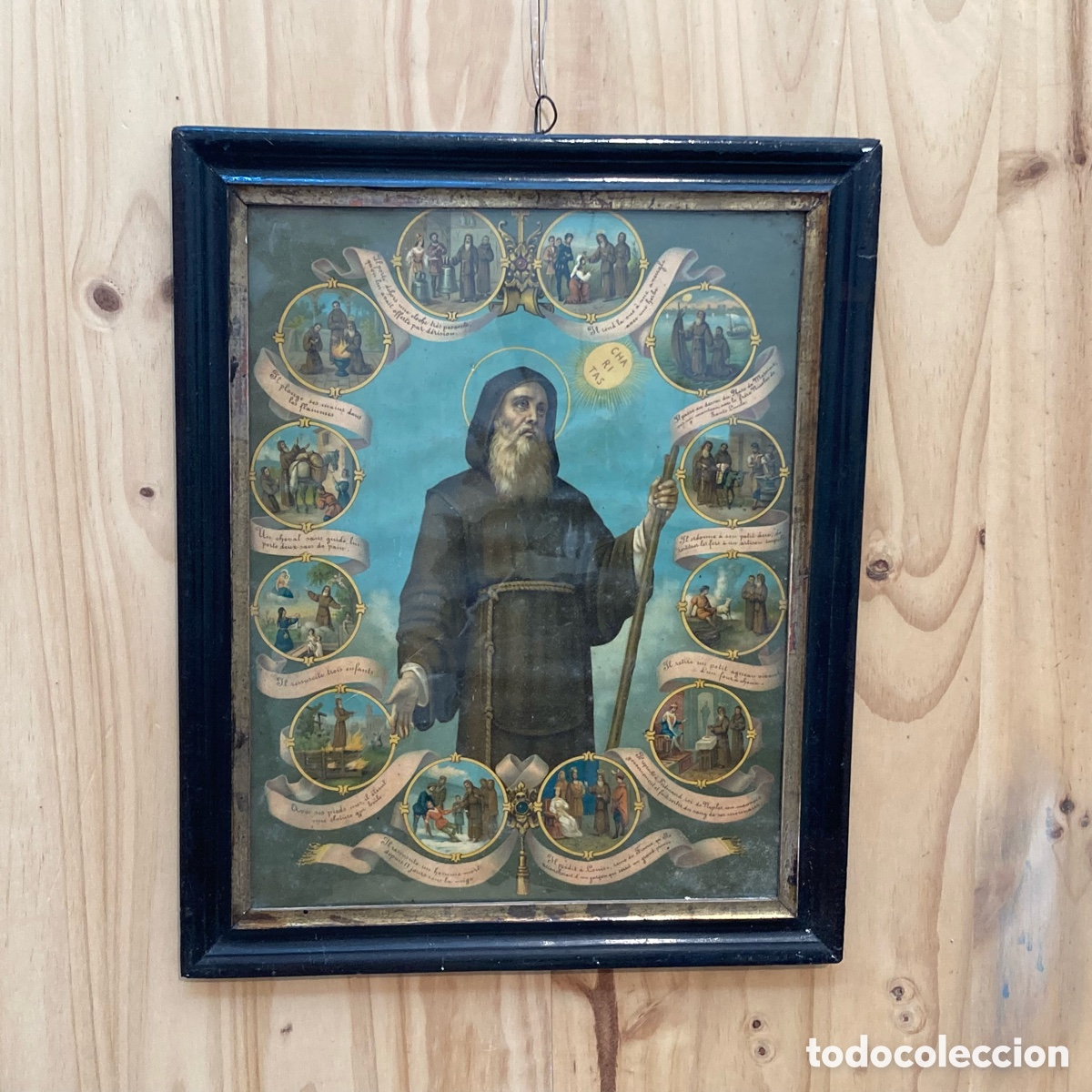 Arte: Cromolitograf&iacute;a - San Francisco de Paula - Marco de &eacute;poca - S. XIX