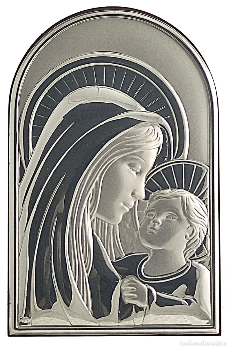 Arte: Icono de plata virgen con ni&ntilde;o