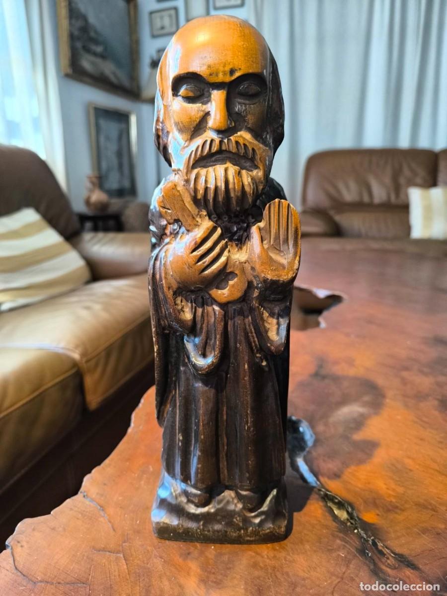 Arte: ESCULTURAANTIGUA TALLA DE MADERA DE SAN PEDRO, ALTURA 35 CM