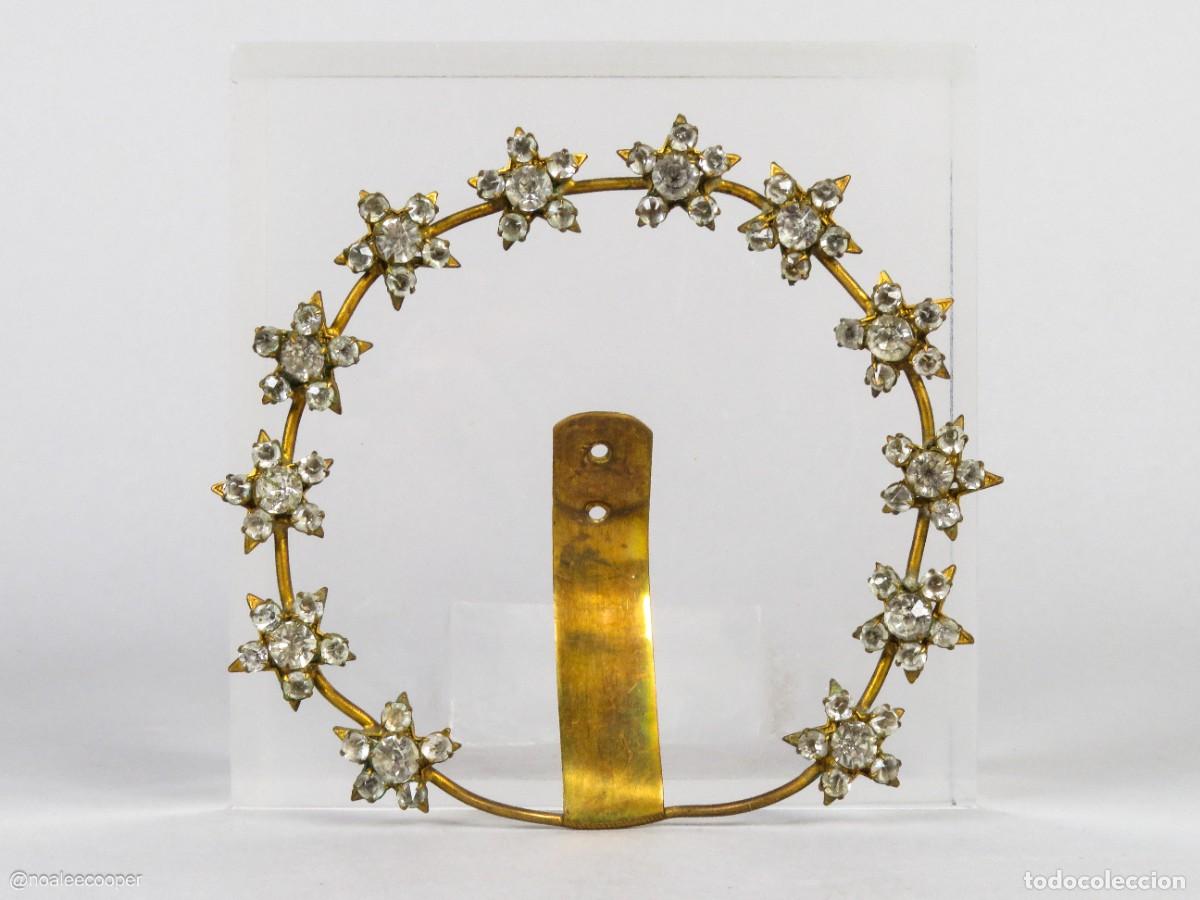 Arte: Corona de estrellas resplandor de la virgen metal dorado siglo XIX