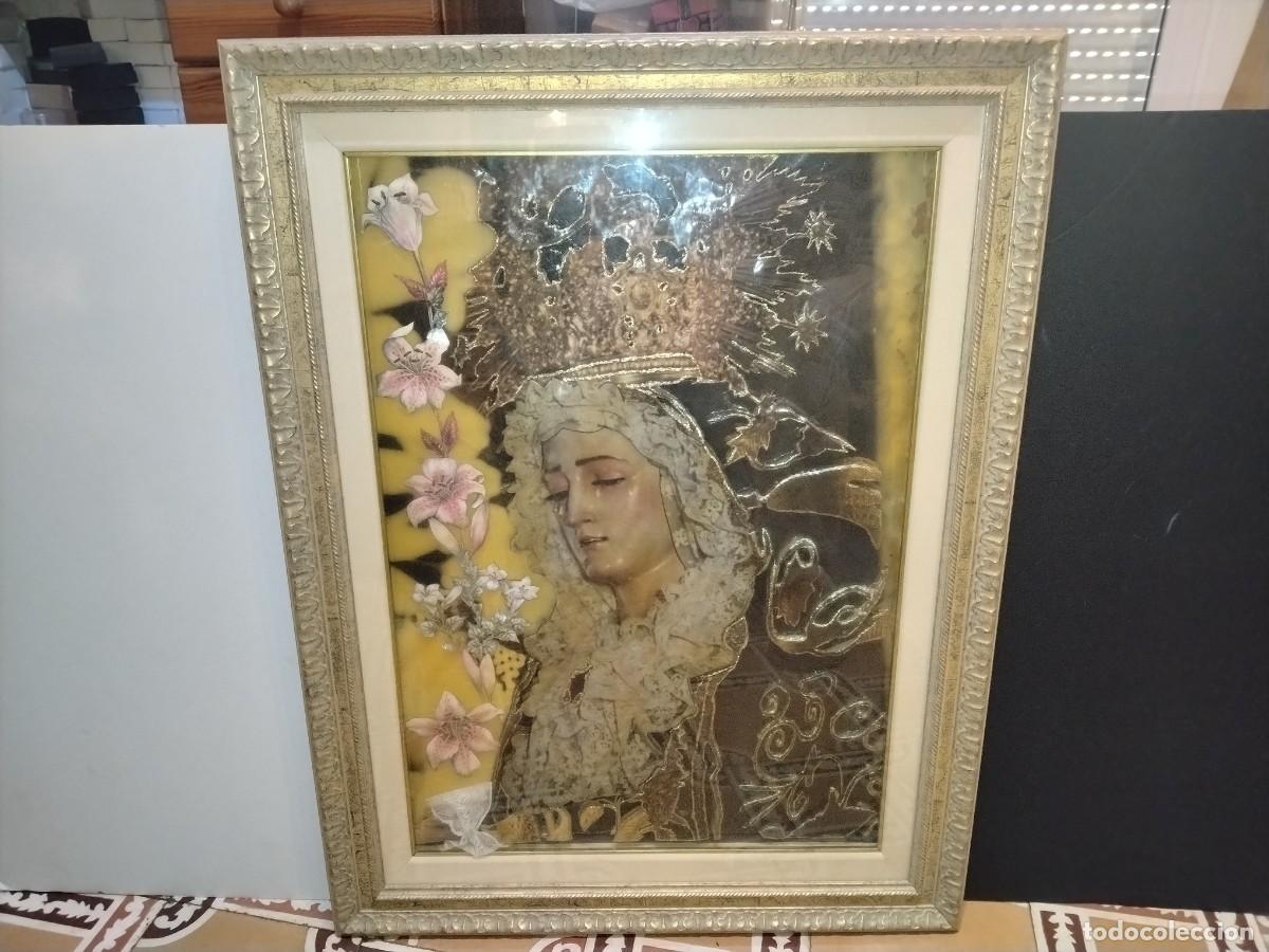 Arte: MAJESTUOSO CUADRO DE LA VIRGEN DE LA ESPERANZA MACARENA DE SEVILLA ENMARCADA 3D (57 X 76 CM)