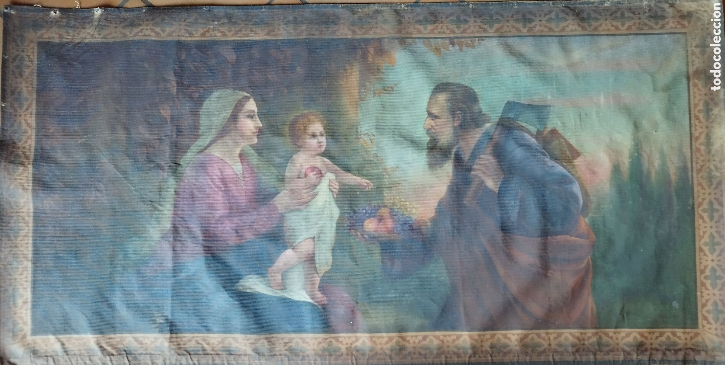 Arte: TAPIZ ANTIGUO PINTADO AL &Oacute;LEO