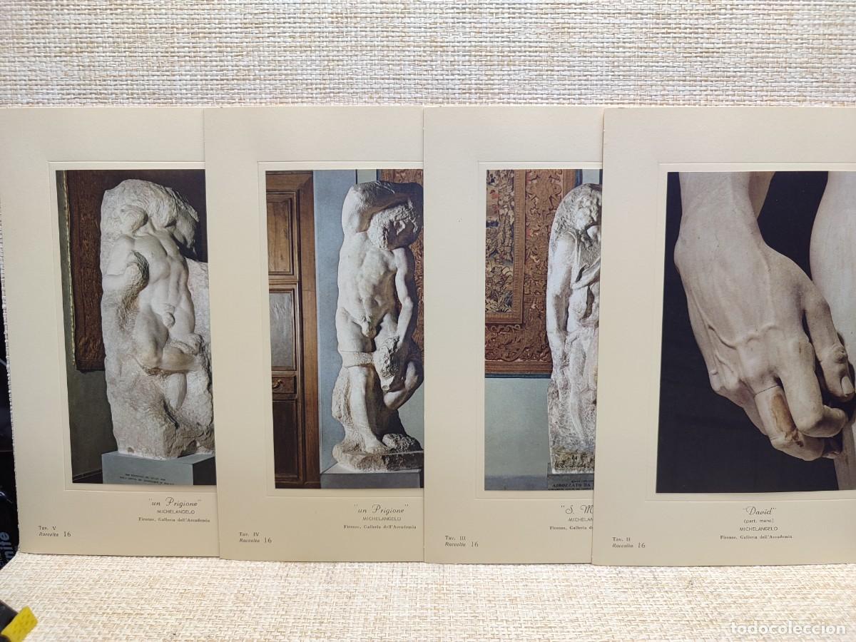 Arte: Miguel Angel, Galeria de la Academia. Florencia. Lote 4 tavole de Edic. Roberto Hoesch 1940
