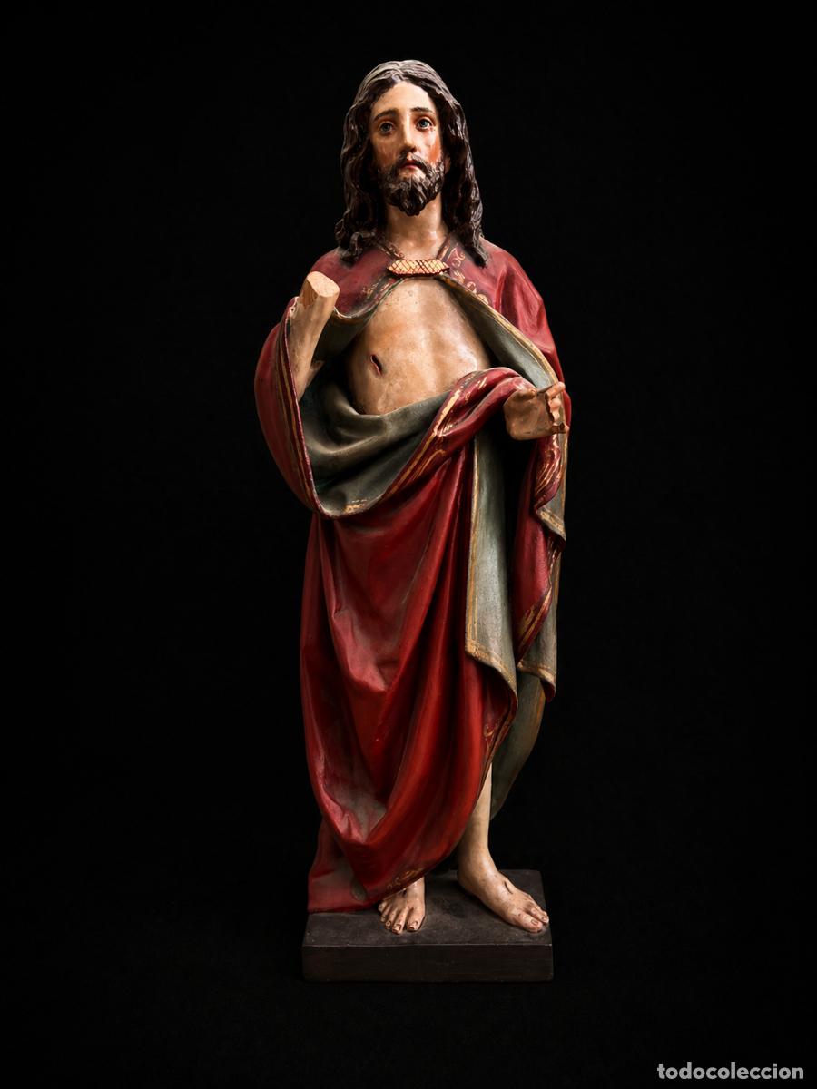 Art: Talla Sagrado Coraz&oacute;n Jes&uacute;s madera policromada 50c