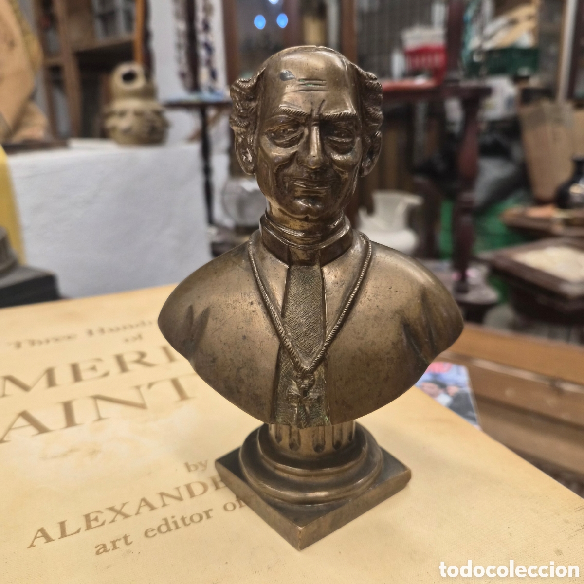 Arte: Escultura papa Leon XIII bronce 15cm de altura