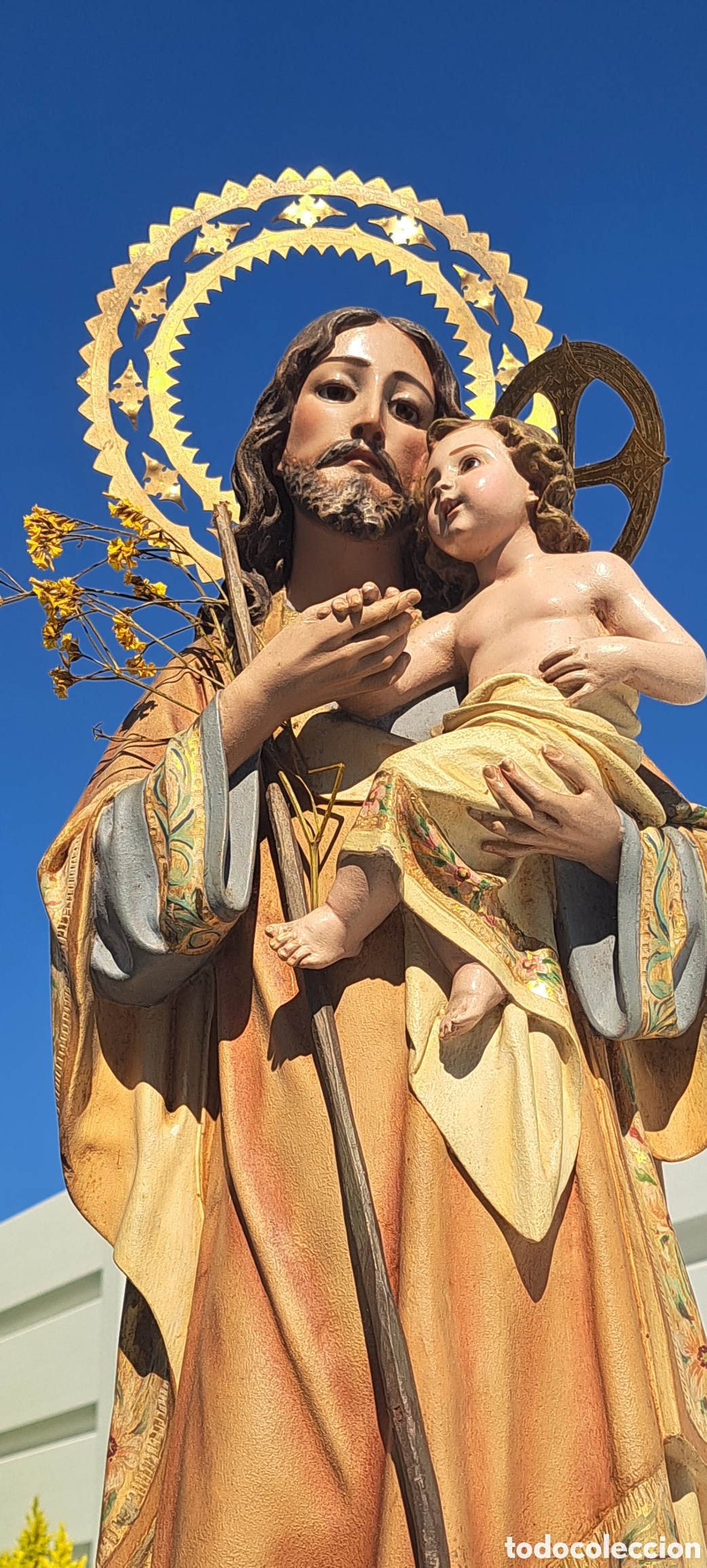 Art: MAGNIFICO SAN JOSE CON NI&Ntilde;O EN GLORIA ORO FINO