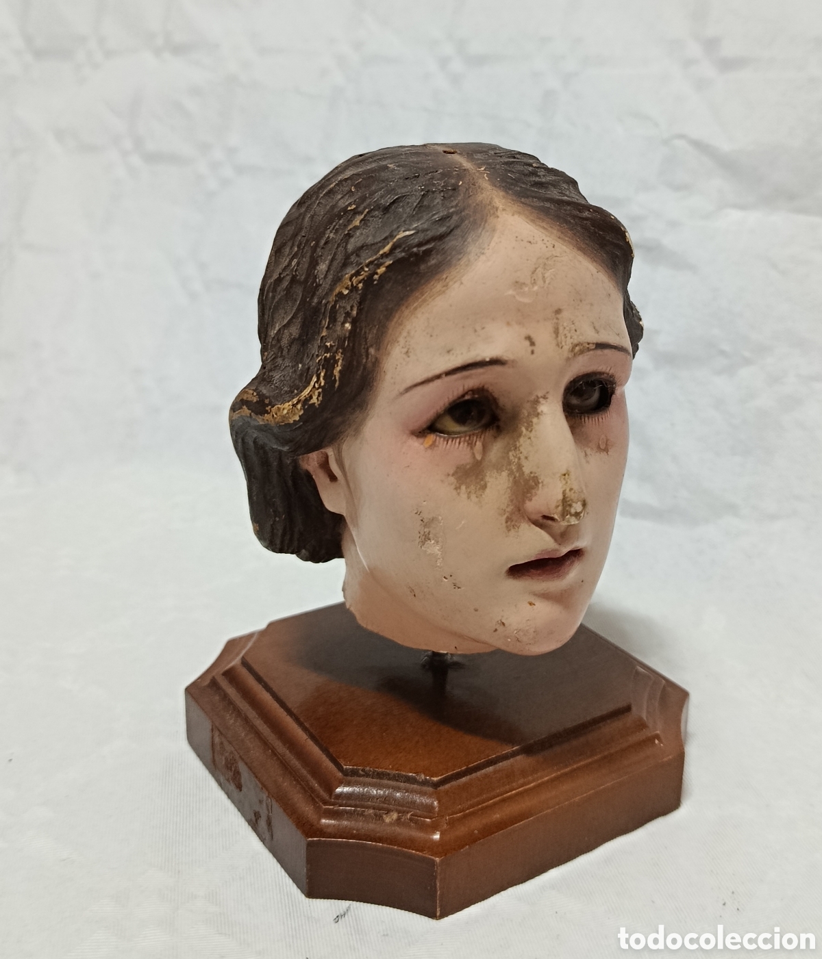 Arte: Antiguo busto de Virgen - Talla en madera policromada - Siglo XIX - Arte religioso