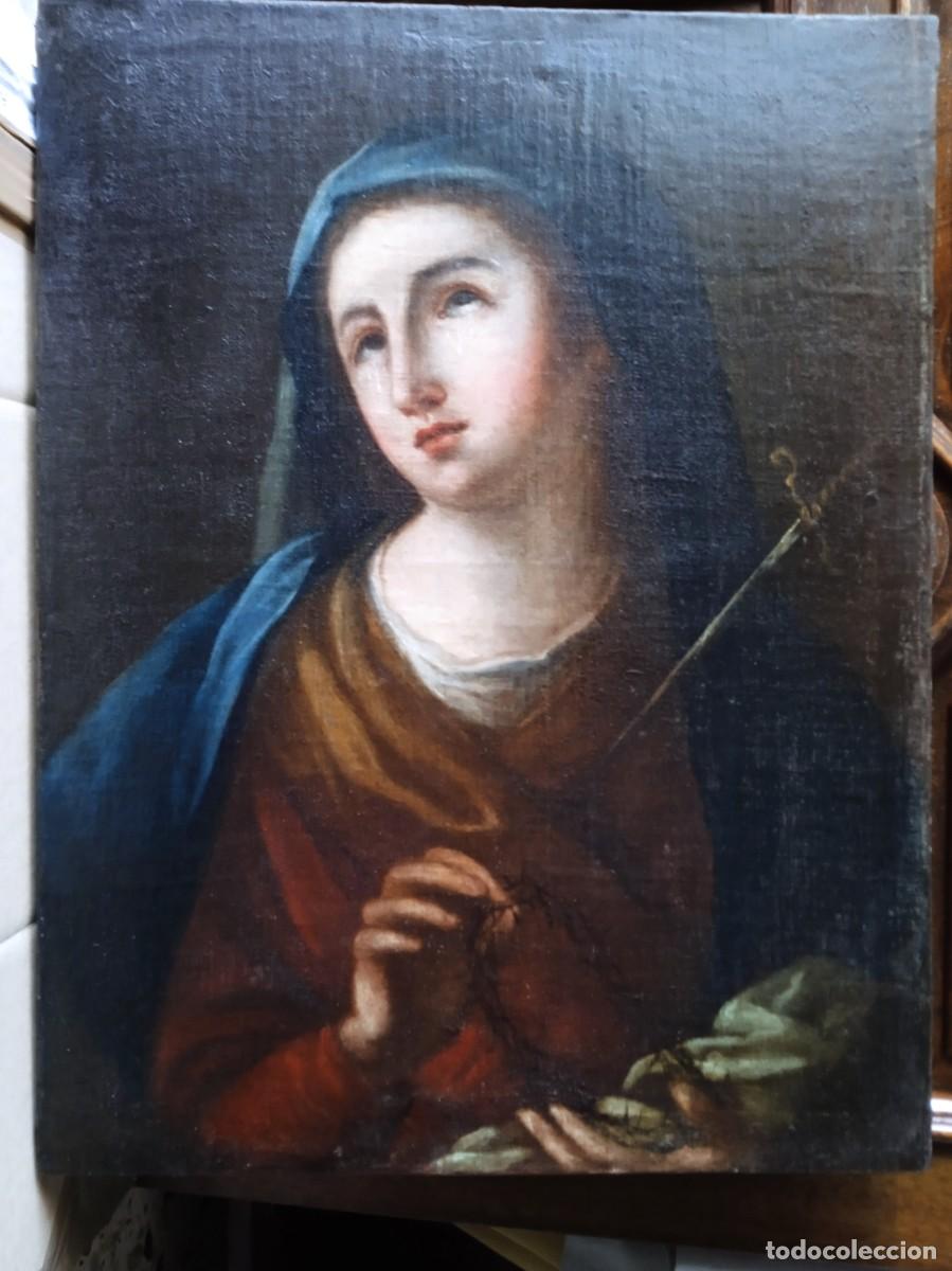 Arte: Pintura antigua religiosa &oacute;leo sobre lienzo de Virgen Dolorosa
