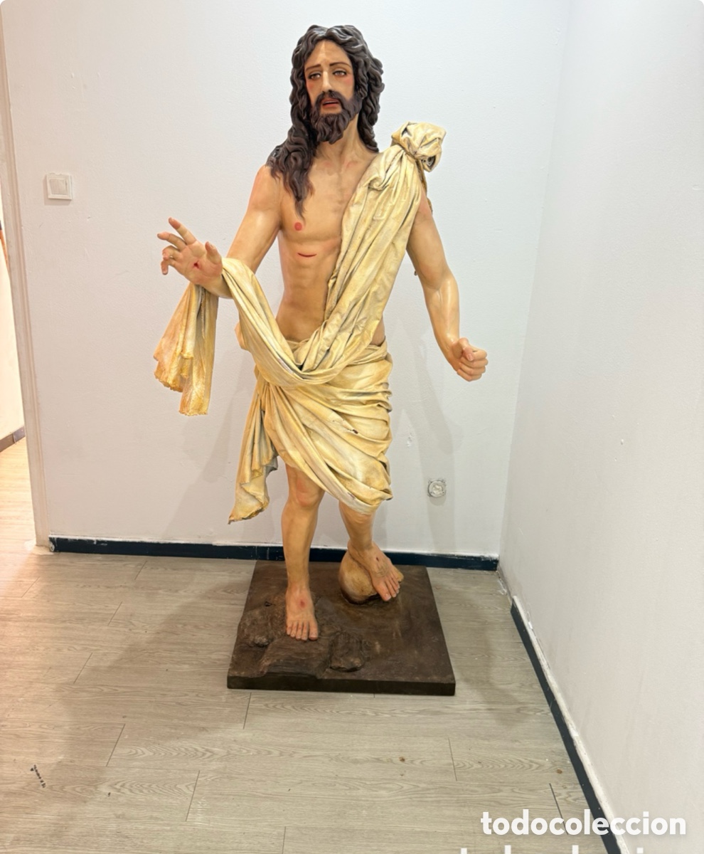 Arte: Escultura Espa&ntilde;ola Siglo XXI &ndash; Cristo Ha Resucitado &ndash; Tama&ntilde;o Natural &ndash; Madera Tallada y Policromada