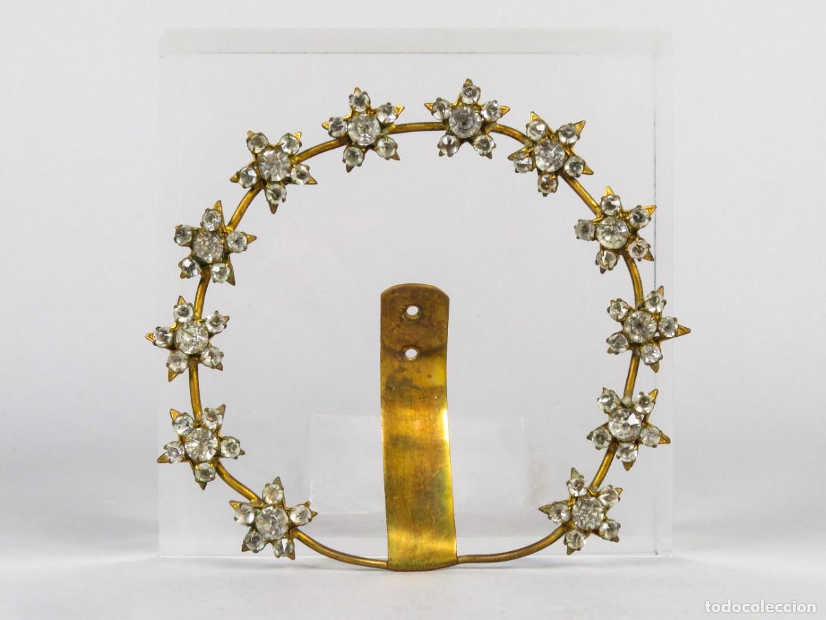 Arte: Corona de estrellas resplandor de la virgen metal dorado siglo XIX