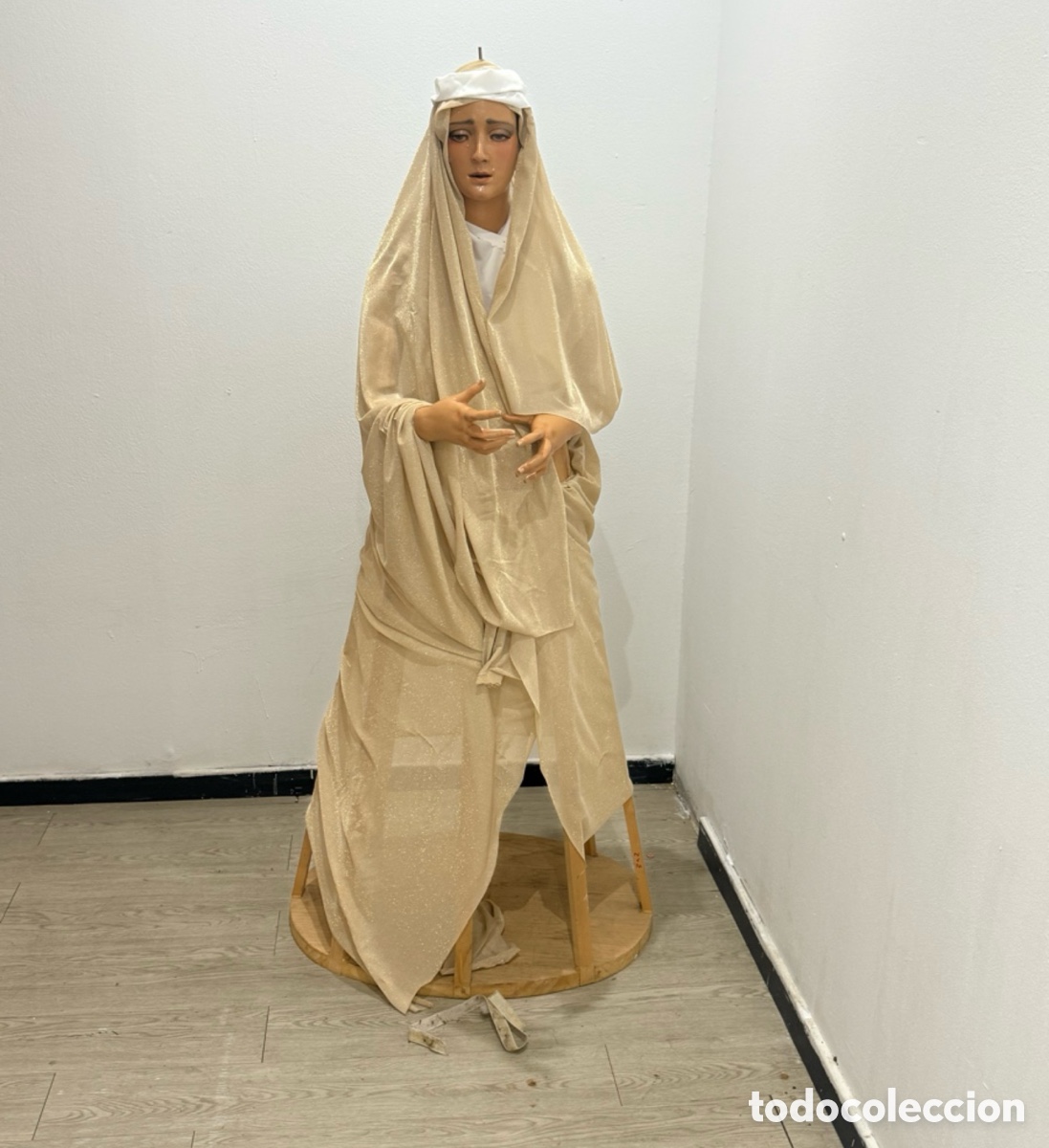 Arte: Virgen Dolorosa tama&ntilde;o natural madera tallada y policromada imagen de vestir alta colecci&oacute;n