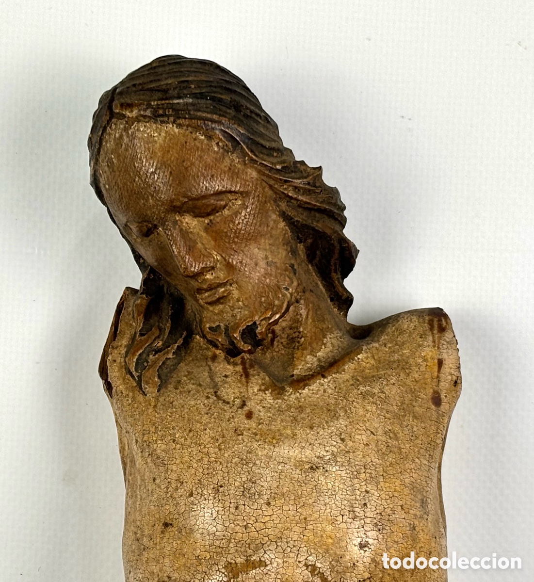 Arte: GRAN JESUCRISTO MADERA DE NOGAL POLICROMADO - SIGLO XVIII - 49 CM