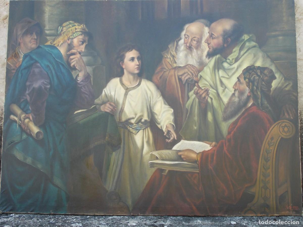 Arte: EXTRAORDINARIO OLEO SOBRE LIENZO JESUS ENTRE LOS DOCTORES ALTISIMA CALIDAD Y GRAN TAMA&Ntilde;O