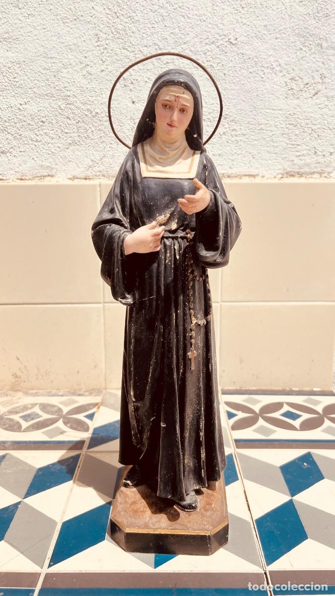 Arte: Figura ojos vidrio religiosa Santa Rita de casia Olot o similar no marcas 43cms