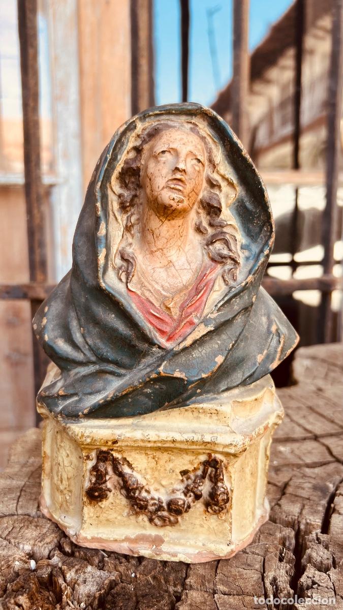 Arte: Figura religiosa mater dolorosa terracota policromada original fin s XVIII ppioroces 20cms
