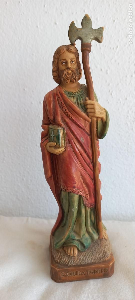 Arte: Figura o imag&eacute;n religiosa de San Judas Tadeo. S. Giuda Taddeo. Fabricada en Italia. Italy S 154.