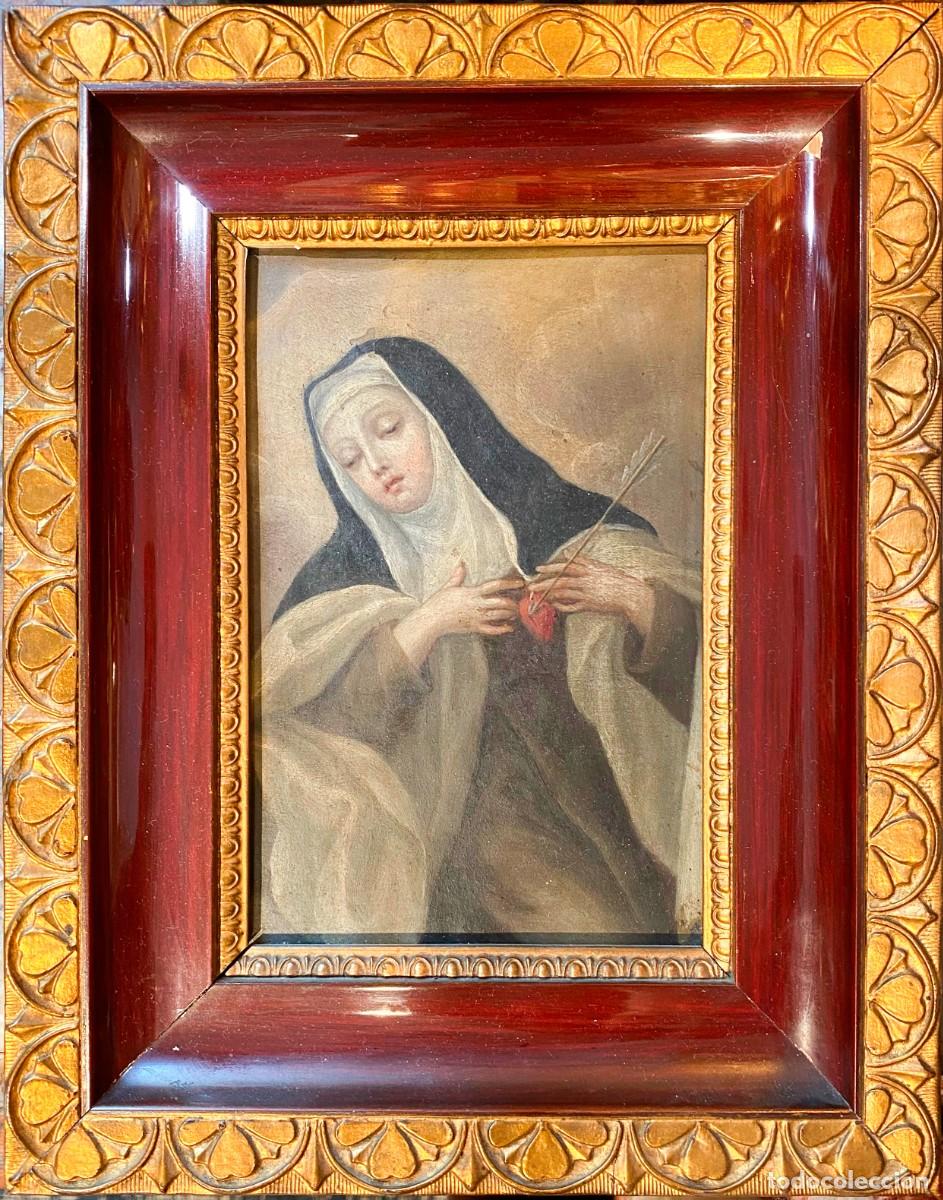 Art: Santa Teresa oleo sobre cobre escuela espa&ntilde;ola siglo XVII