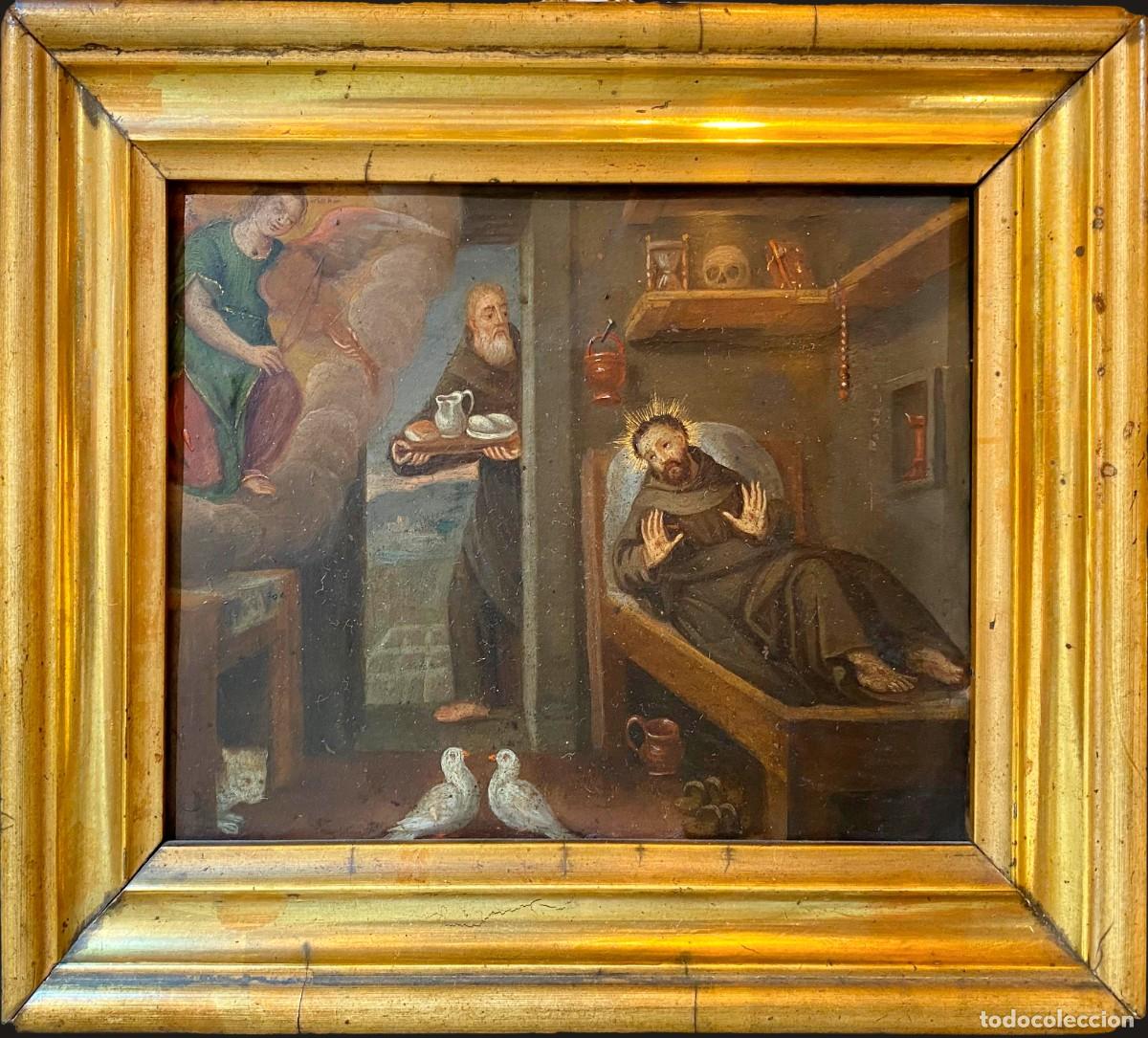 Art: San Francisco de Asis oleo sobre cobre escuela espa&ntilde;ola siglo XVII