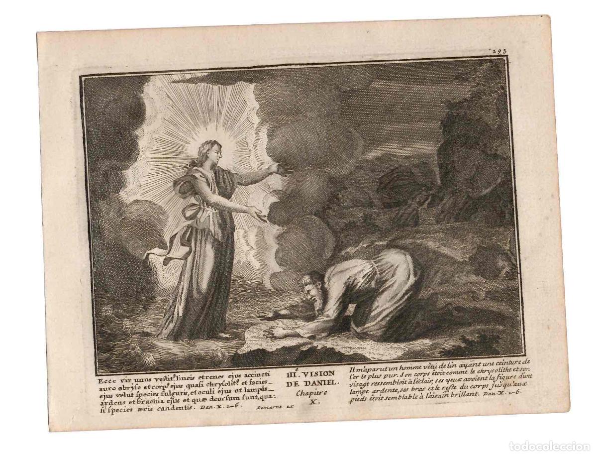 Arte: GRABADO RELIGIOSO SANTA BIBLIA. III VISION DE DANIEL. C.1700