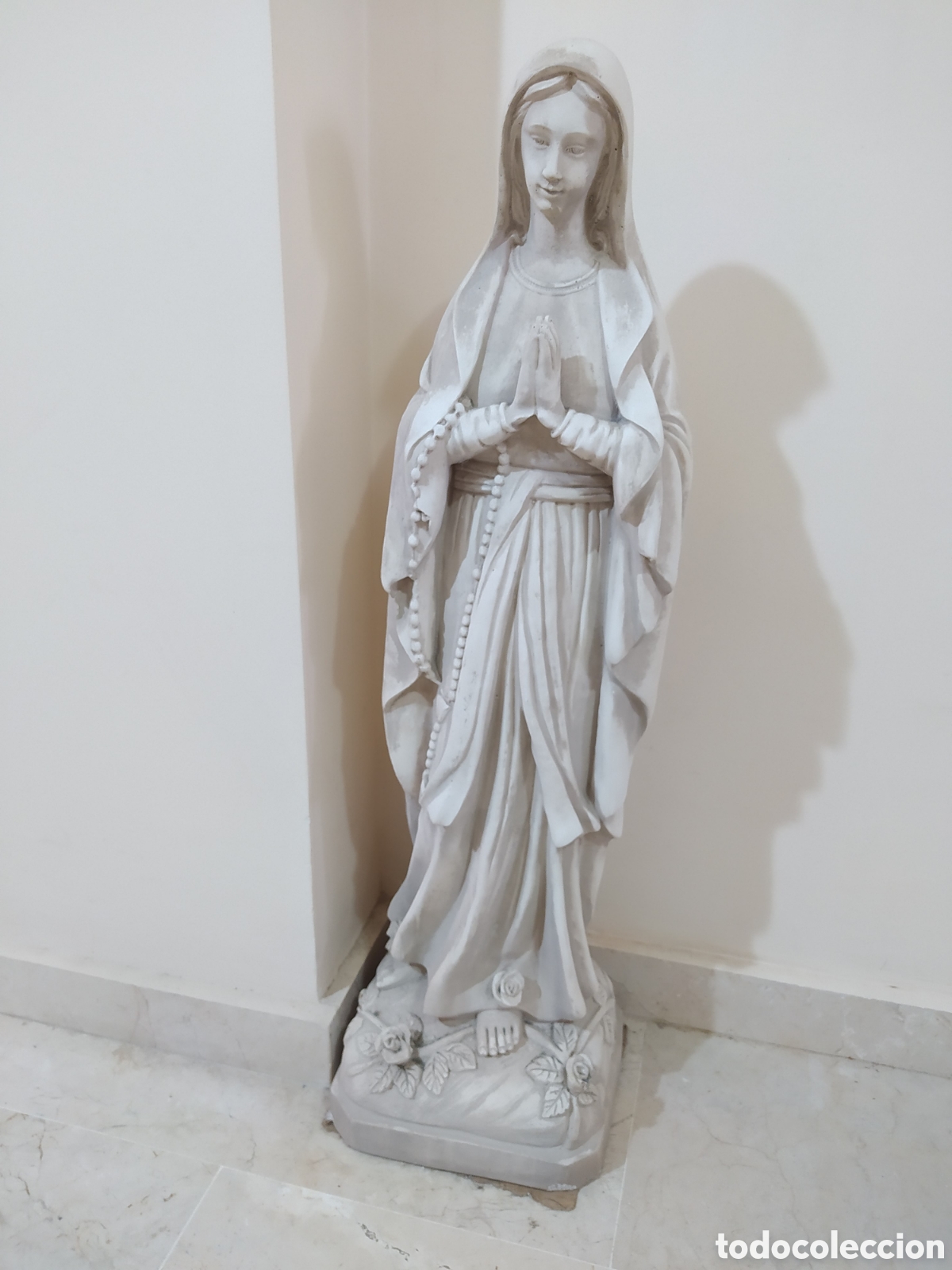 Arte: ESTATUA 80 CMS VIRGEN DE LOURDES HECHA A MANO ARIDO DE M&Aacute;RMOL