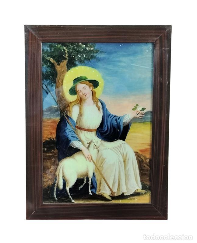 Arte: LA DIVINA PASTORA DE ALMAS. &Oacute;LEO SOBRE PLACA DE VIDRIO. ESPA&Ntilde;A. SIGLO XVIII.