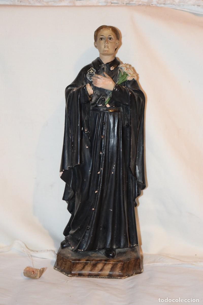 Arte: SANTA GEMA, estuco o similar, ojos cristal, fabricante EL SANTO CRISTO de OLOT, mediados 1900 &iexcl;Mira!