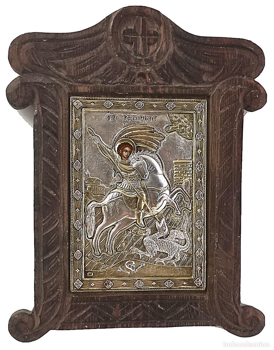 Arte: Icono de plata y oro San Jorge - Foto 1