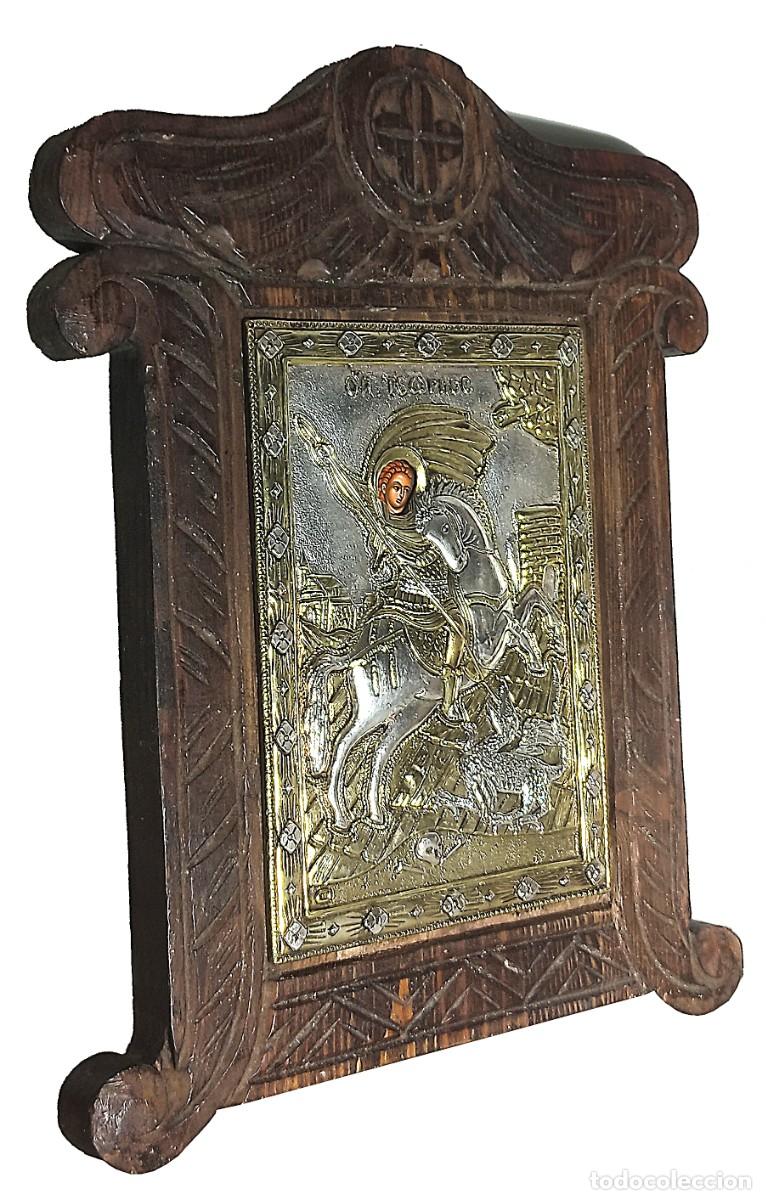 Arte: Icono de plata y oro San Jorge - Foto 2