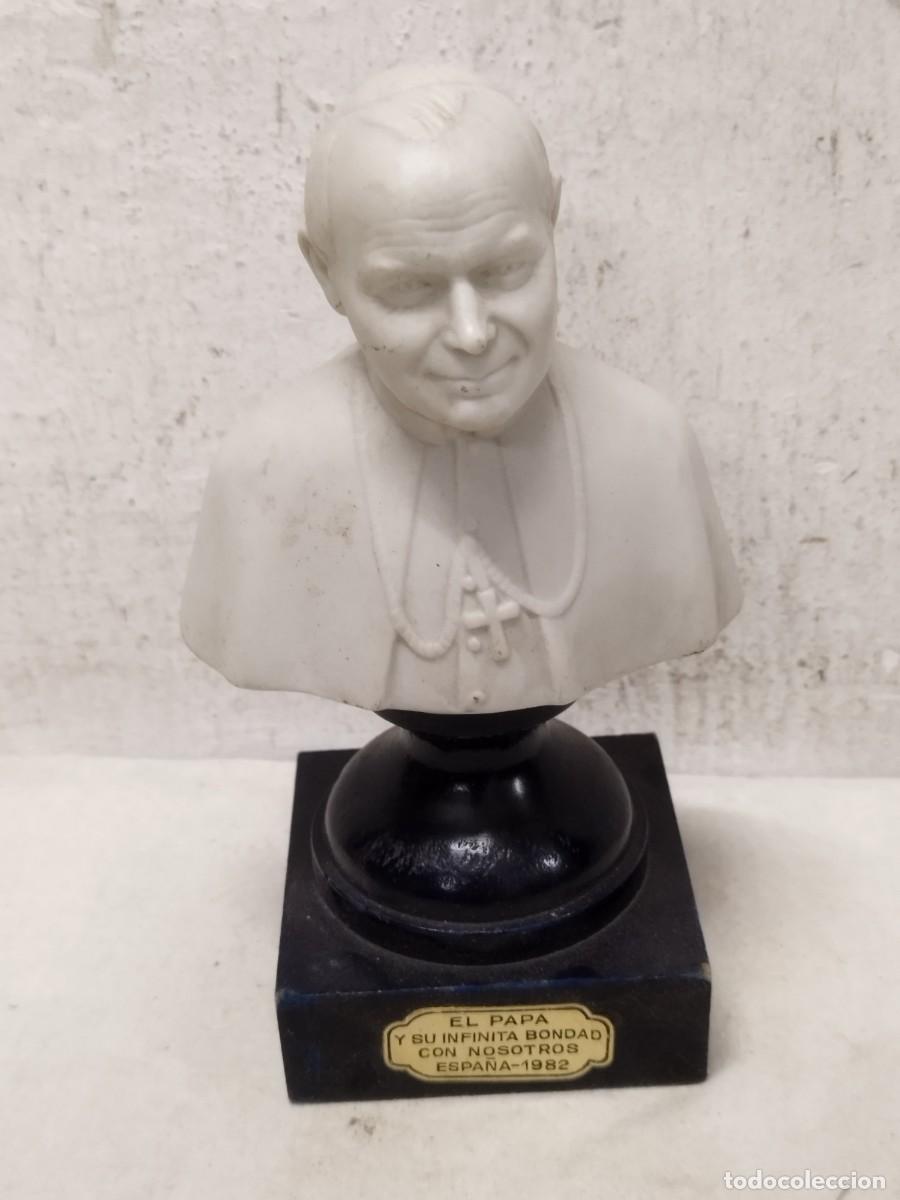 Arte: Antigua figura, busto del papa de roma. De la visita a Espa&ntilde;a el a&ntilde;o 1982 En porcelana Juan Pablo II