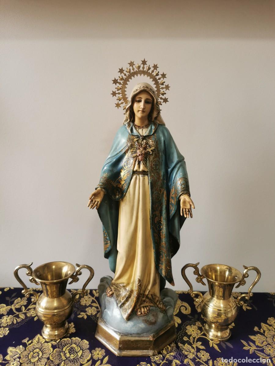 Arte: Virgen Sagrado Coraz&oacute;n de Mar&iacute;a Olot 46cm