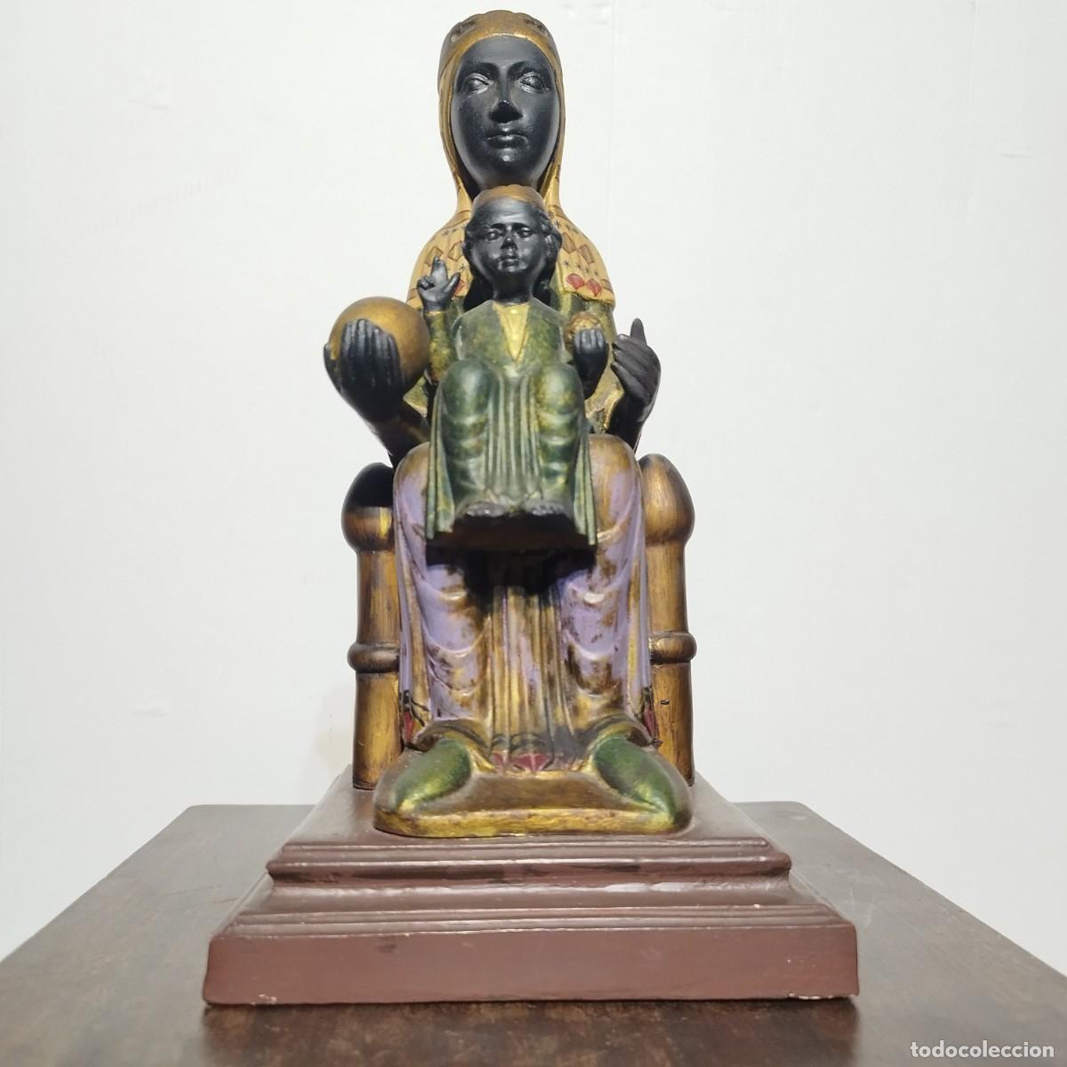 Arte: FIGURA ESCULTURA IMAGINERIA RELIGIOSA VIRGEN DE MONTSERRAT - ESTUCO POLICROMADO -