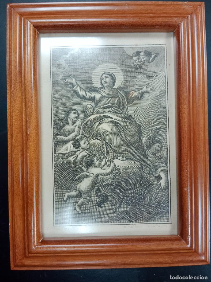 Arte: ANTIGUO Y BONITO GRABADO FINALES S. XVIII - LA ASUNCION DE LA VIRGEN MARIA