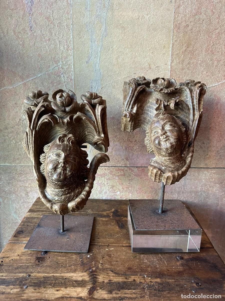 Arte: PAREJA DE &Aacute;NGELES TALLADOS S. XVII/S.XVIII