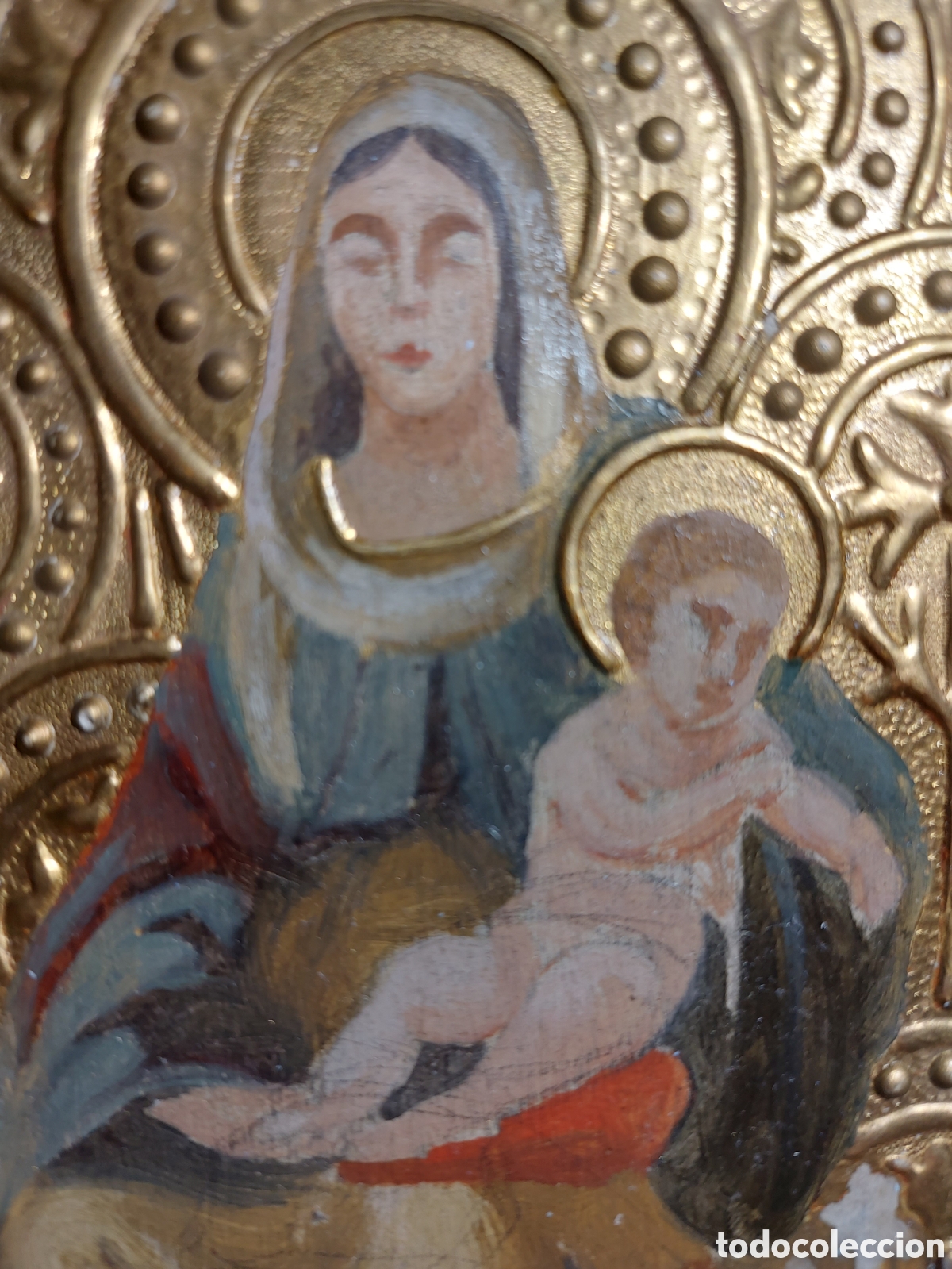 Arte: RETABLO &rdquo;LA VIRGEN CON EL NI&Ntilde;O&rdquo; EPOCA - Foto 3