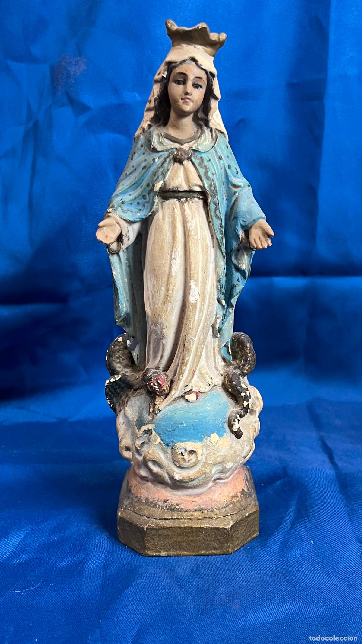 Arte: ANTIGUA IMAGEN OLOTENSE DE LA VIRGEN DE LA MILAGROSA / INMACULADA CONCEPCI&Oacute;N - PASTA DE MADERA CON P