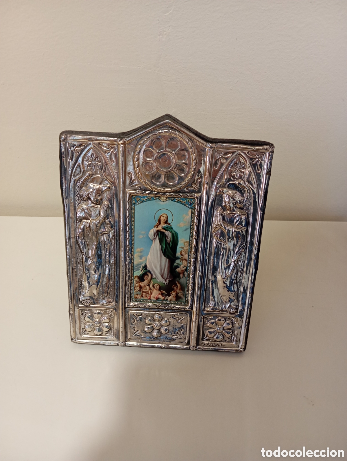 Arte: Icono Religioso Virgen Mar&iacute;a Plata de ley