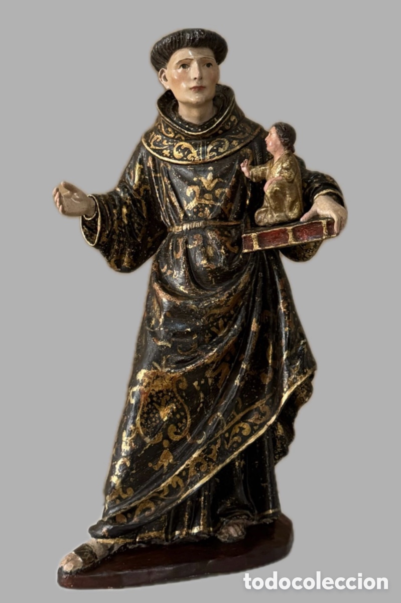 Arte: Magistral talla en madera San Antonio atribuido a Jacinto Pimentel siglo XVII