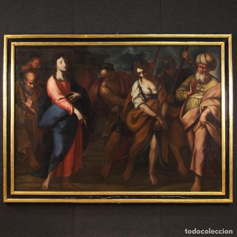 Arte: Magn&iacute;fica pintura italiana del siglo XVII, Cristo y la ad&uacute;ltera.