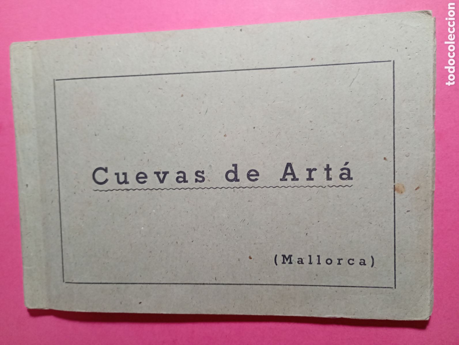 Arte: Antiguo &Aacute;lbum 12 Postales Cuevas de Art&aacute; (Mallorca). Offset Azul. Posguerra, c. 1950. Raro