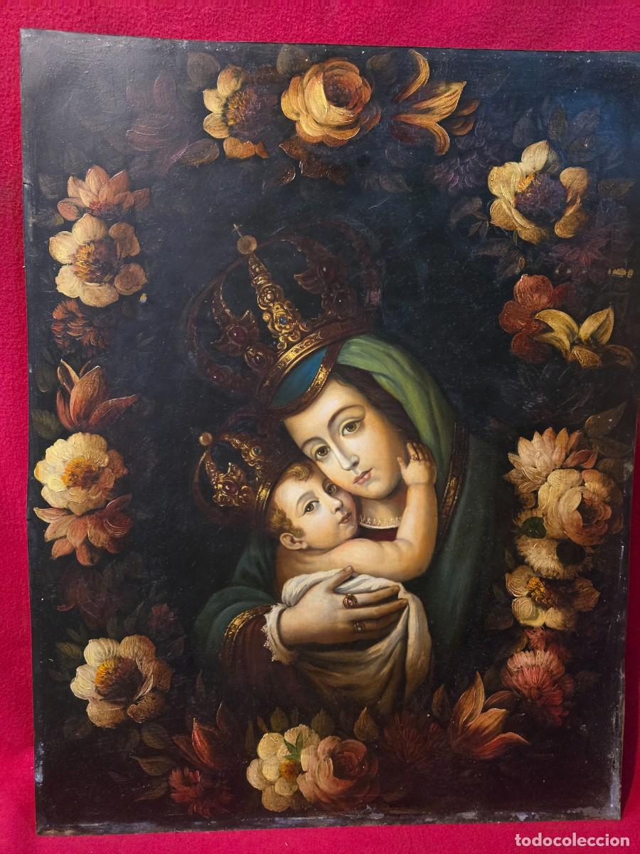Arte: CUADRO RELIGIOSO VIRGEN DE BELEN PINTADO SOBRE CHAPA.