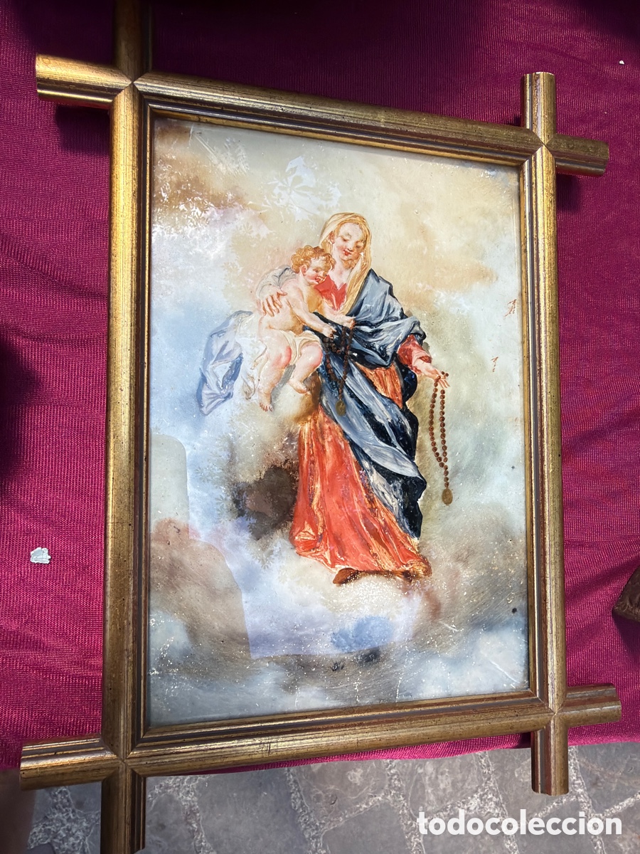 Arte: Cristal pintado &oacute;leo Virgen