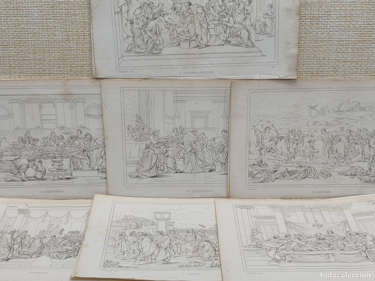 Arte: Lote de Los Siete Sacramentos de Nicolas Poussin. Musee peinture et de sculpture. Reveil. S. XIX.