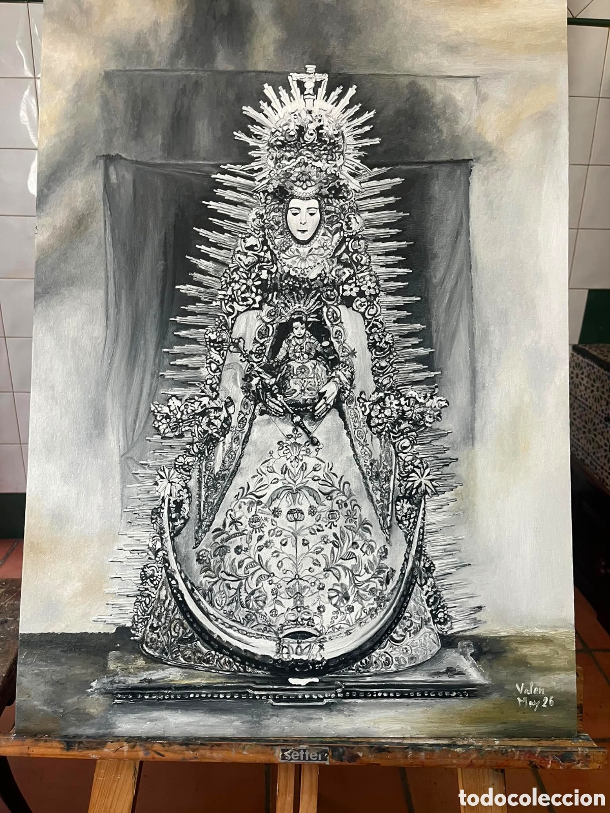 Arte: Virgen del roc&iacute;o &oacute;leo - Foto 1