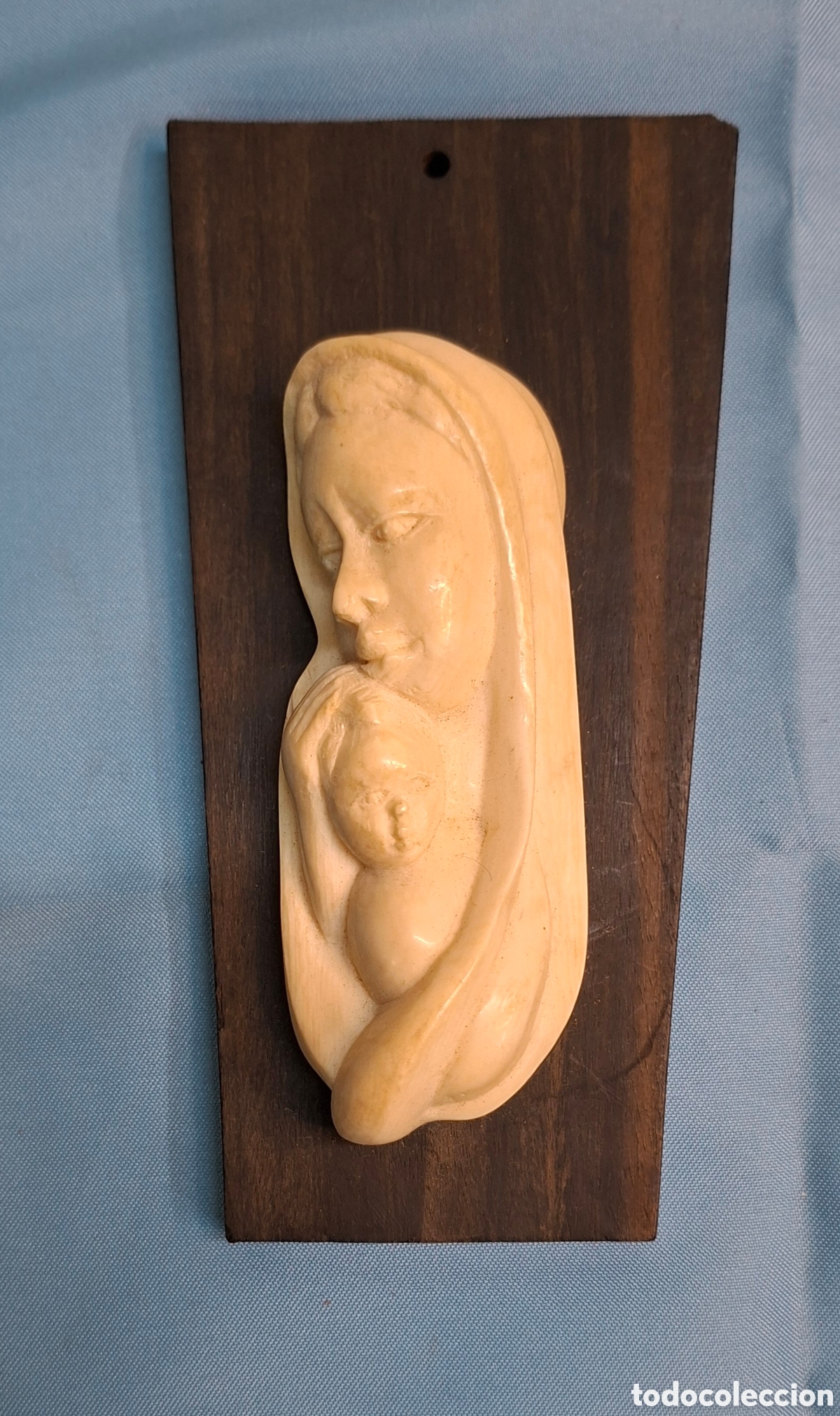 Arte: Virgen tallada a mano con base de &eacute;bano - Foto 2