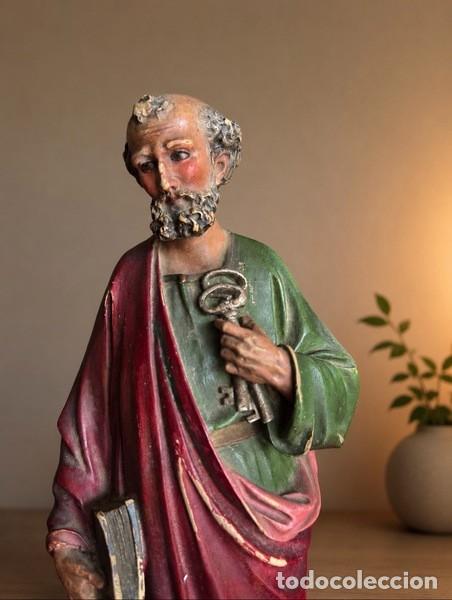 Arte: ESCULTURA DE SAN PEDRO , ESTUCO POLICROMADO DE LOS TALLERES DE OLOT